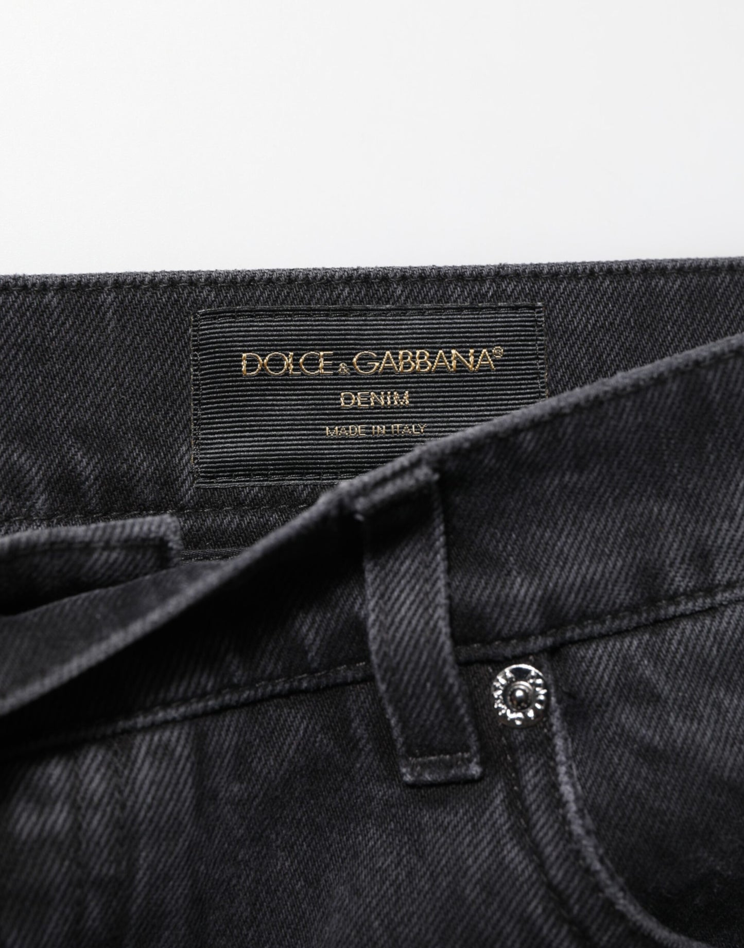 Dolce & Gabbana Black Denim Wide Leg Relaxed Fit Pants