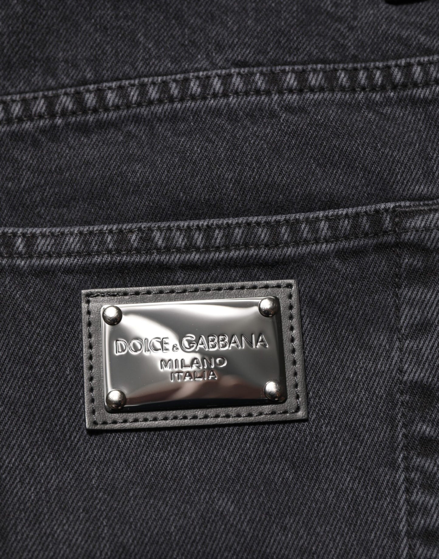 Dolce & Gabbana Black Denim Wide Leg Relaxed Fit Pants