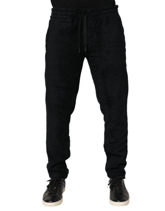 Dolce & Gabbana Black Cotton Logo Men Jogger Sweatpants