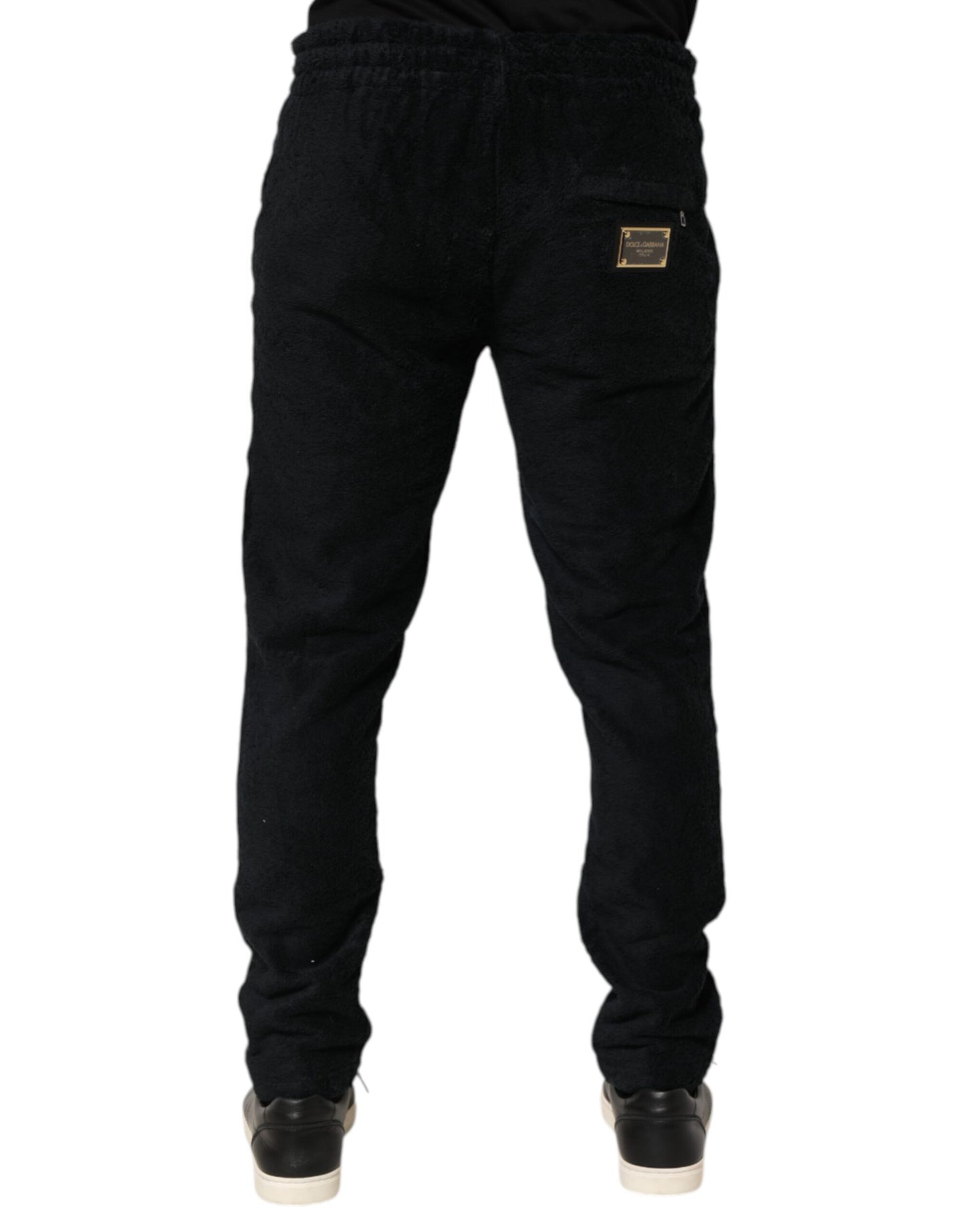 Dolce & Gabbana Black Cotton Logo Men Jogger Sweatpants