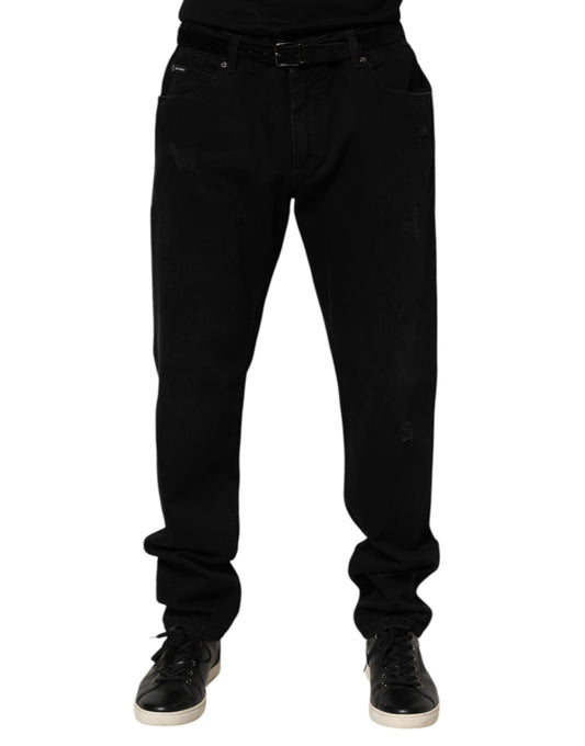 Dolce & Gabbana Black Cotton Regular Denim Jeans for Men