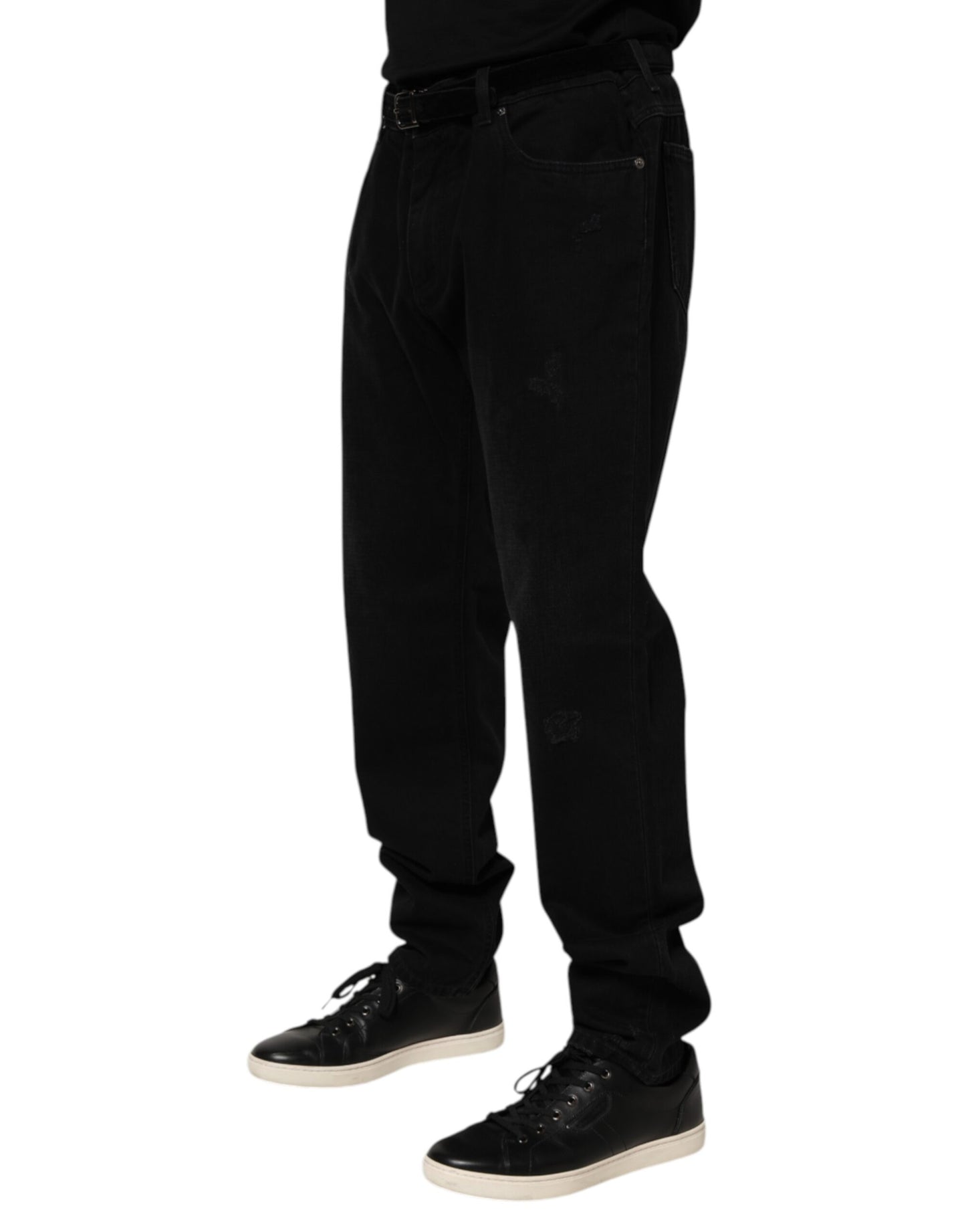Dolce & Gabbana Black Cotton Regular Denim Jeans for Men
