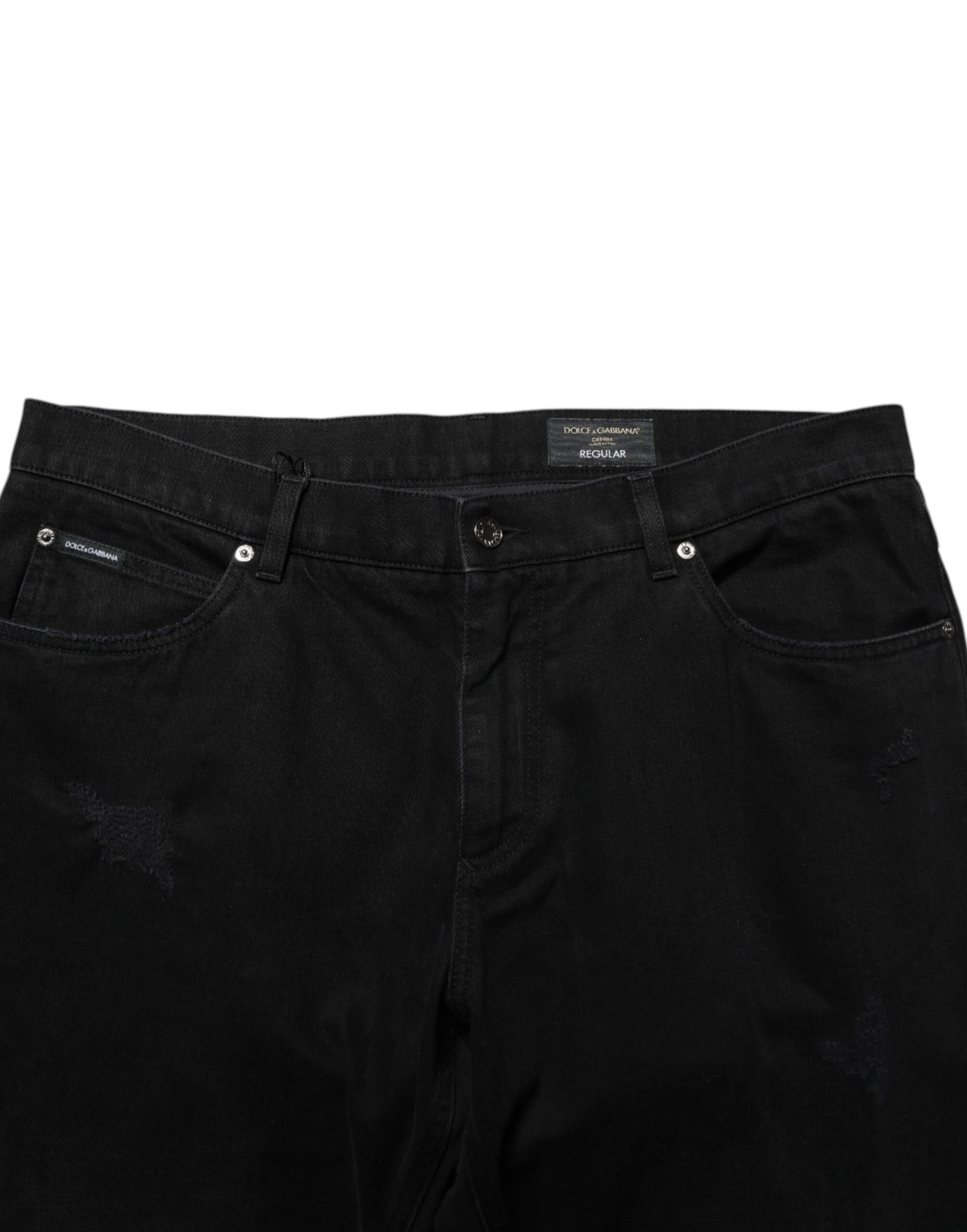 Dolce & Gabbana Black Cotton Regular Denim Jeans for Men