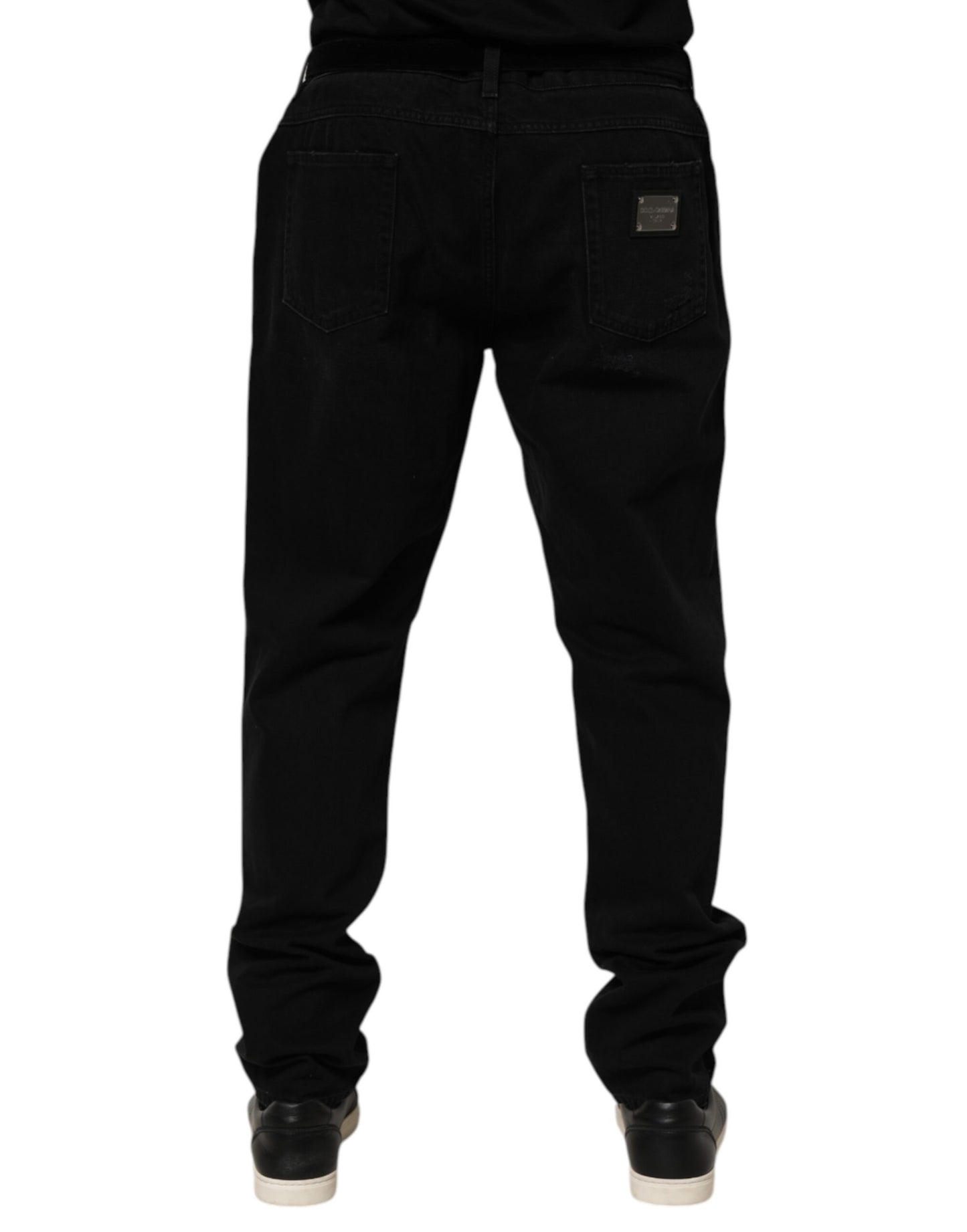 Dolce & Gabbana Black Cotton Regular Denim Jeans for Men
