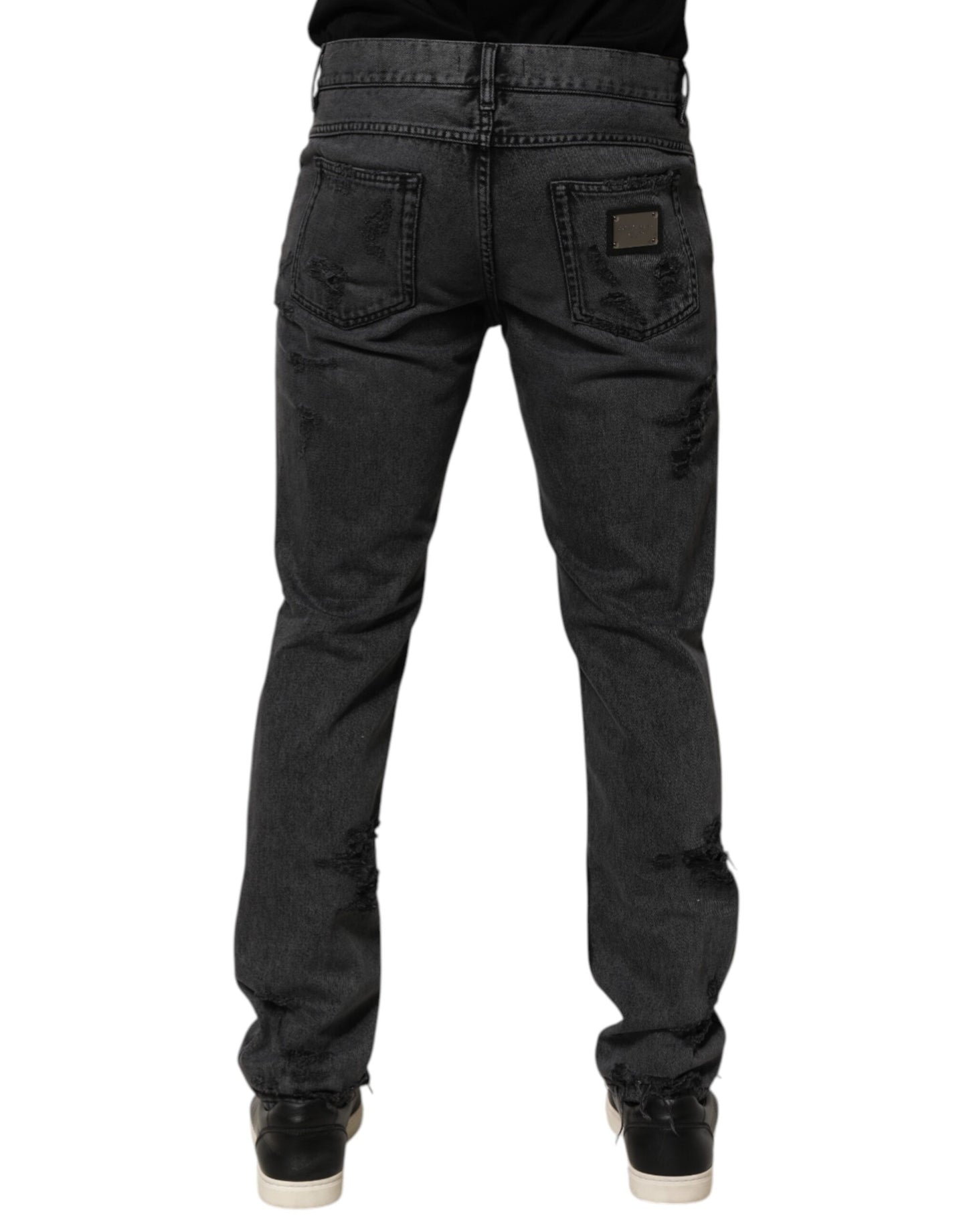 Dolce & Gabbana Black Tattered Skinny Denim Jeans for Men