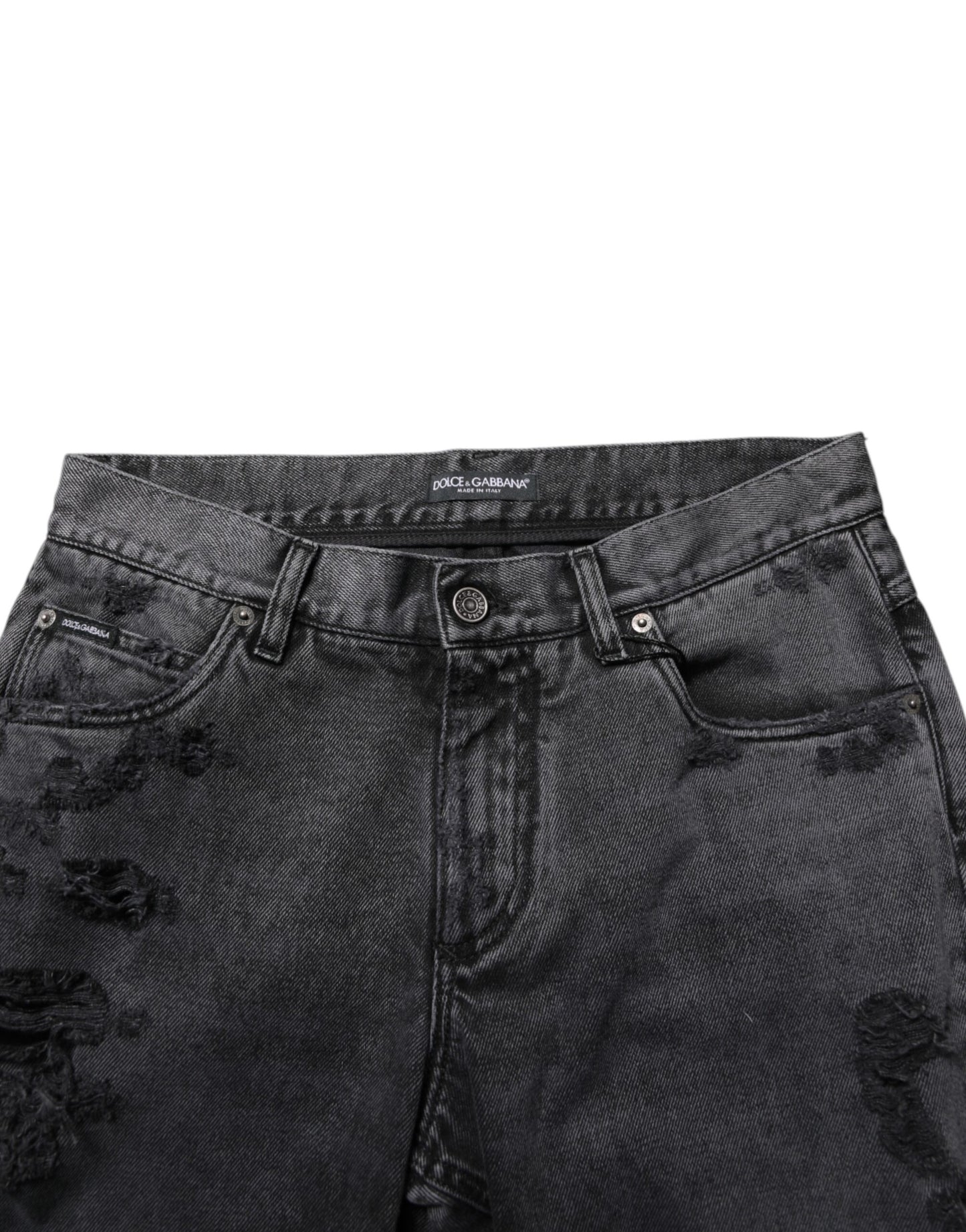 Dolce & Gabbana Black Tattered Skinny Denim Jeans for Men