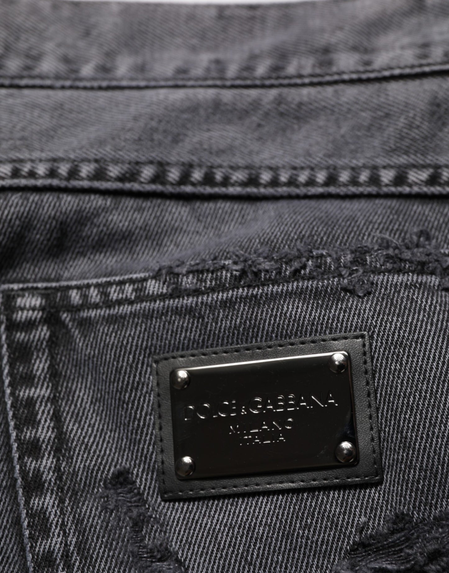 Dolce & Gabbana Black Tattered Skinny Denim Jeans for Men