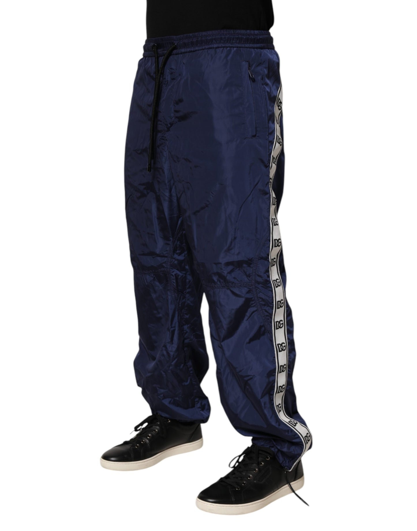 Dolce & Gabbana Blue Nylon Straight Jogger Sweatpants
