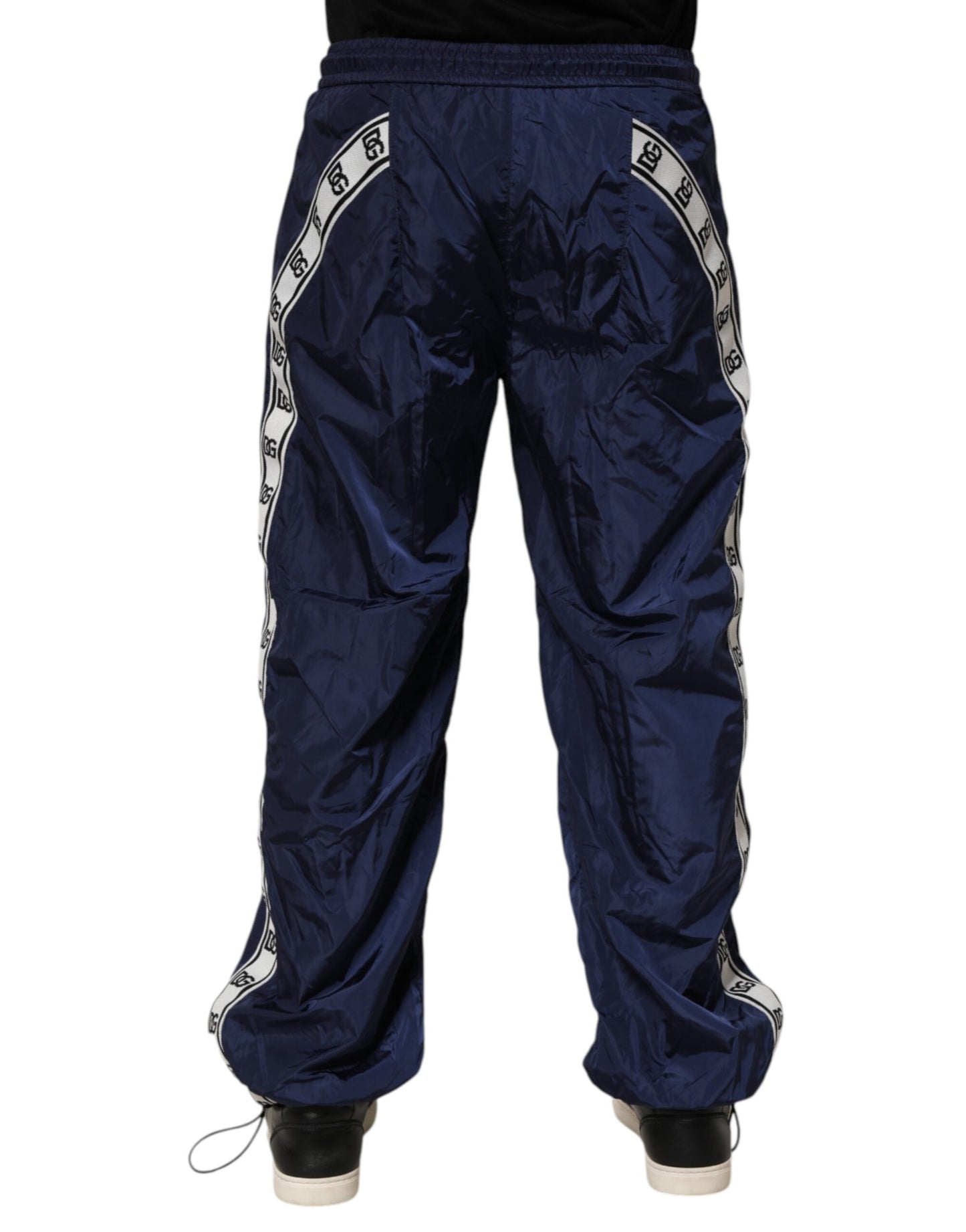 Dolce & Gabbana Blue Nylon Straight Jogger Sweatpants