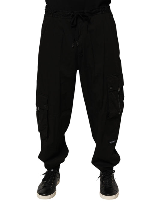 Dolce & Gabbana Black Cotton Cargo Jogger Sweatpants