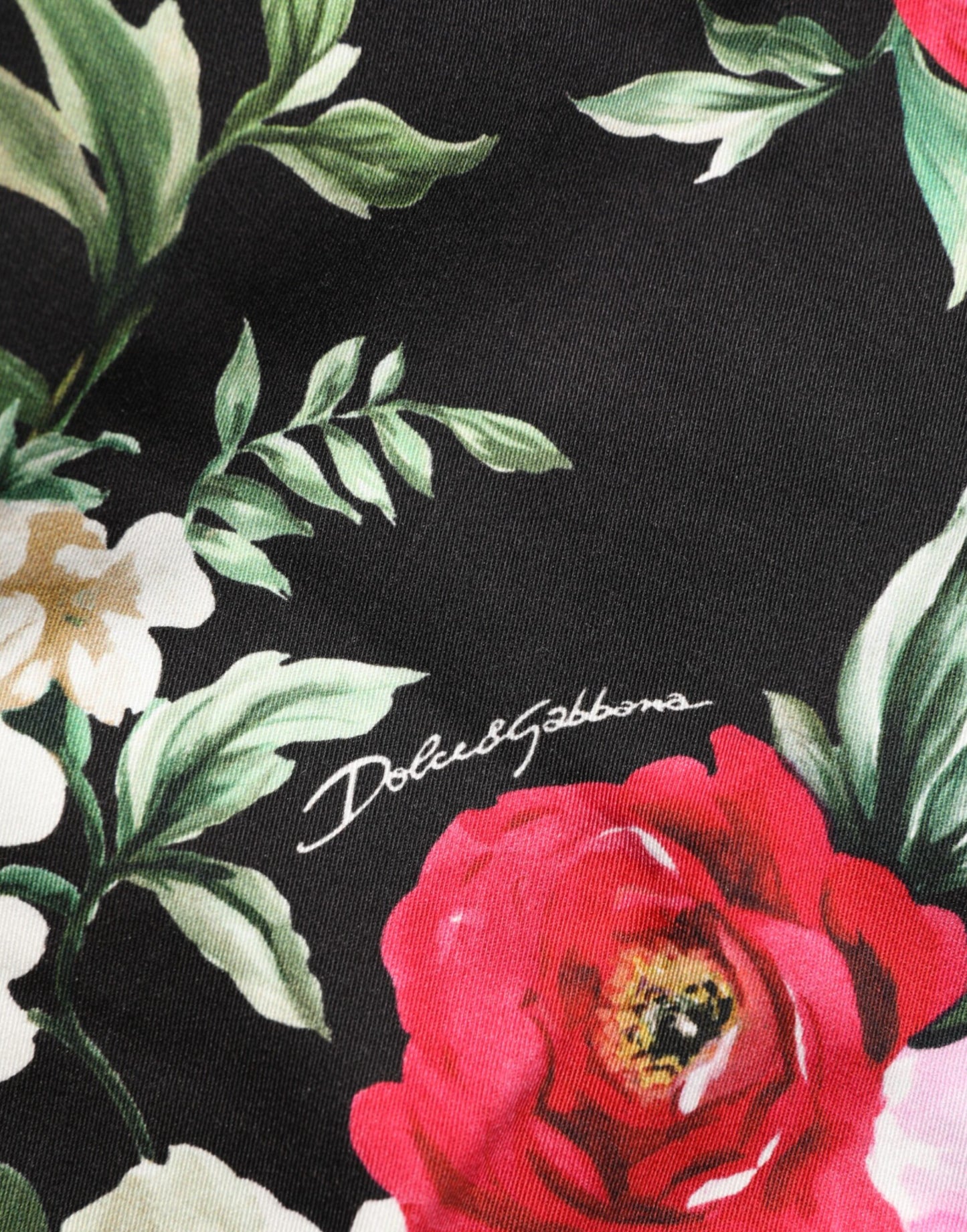 Dolce & Gabbana Black Floral Cotton Dress Trousers