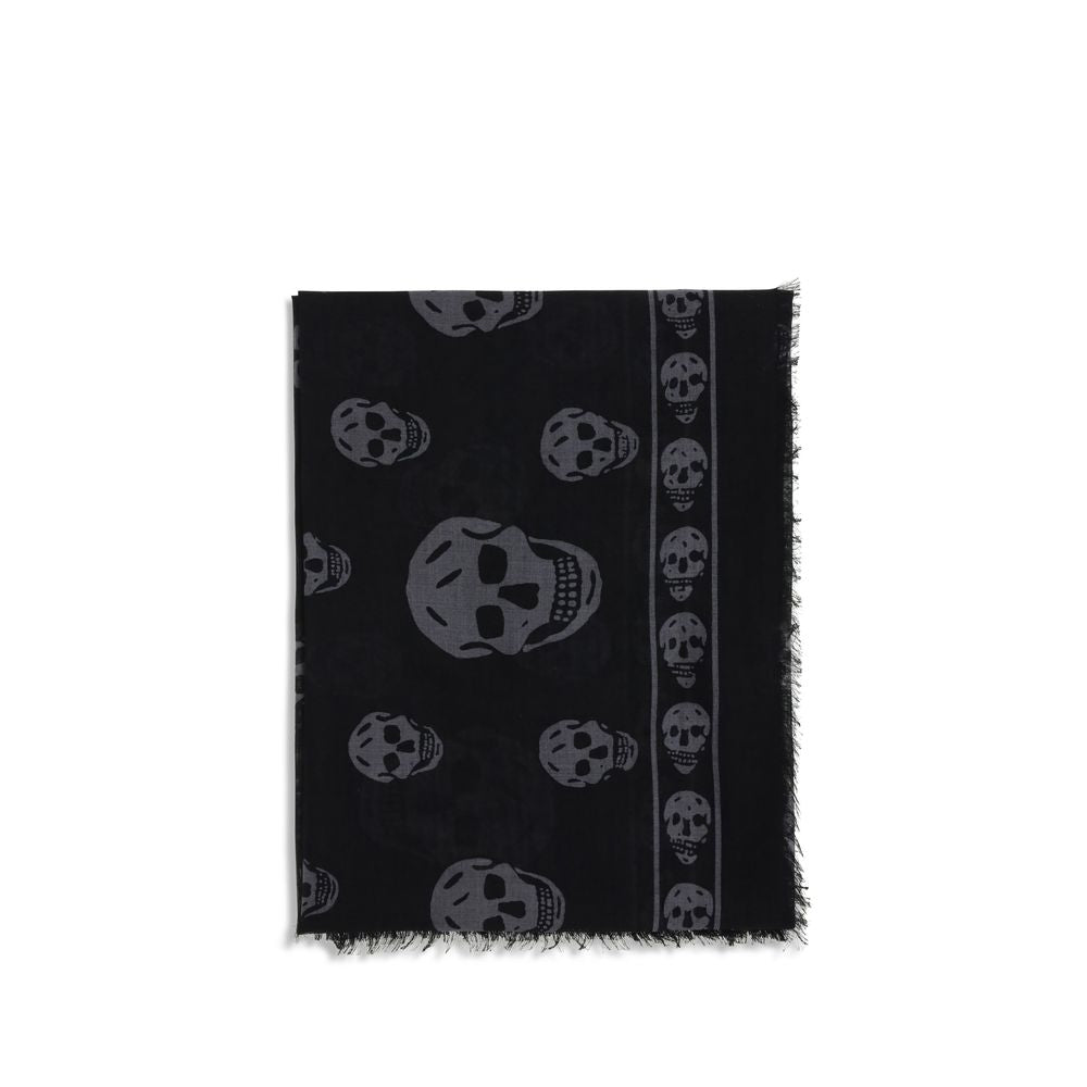 Alexander McQueen Black & Dark Grey Skull Scarf