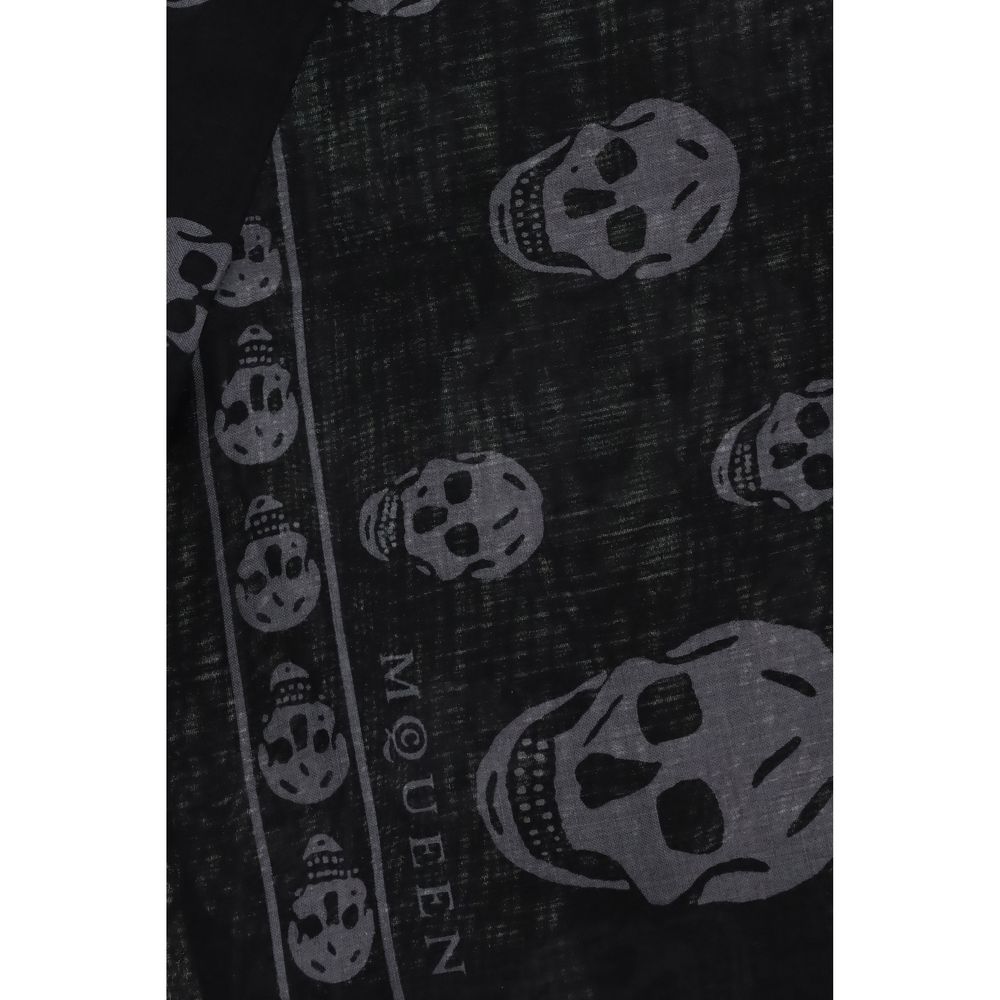 Alexander McQueen Black & Dark Grey Skull Scarf