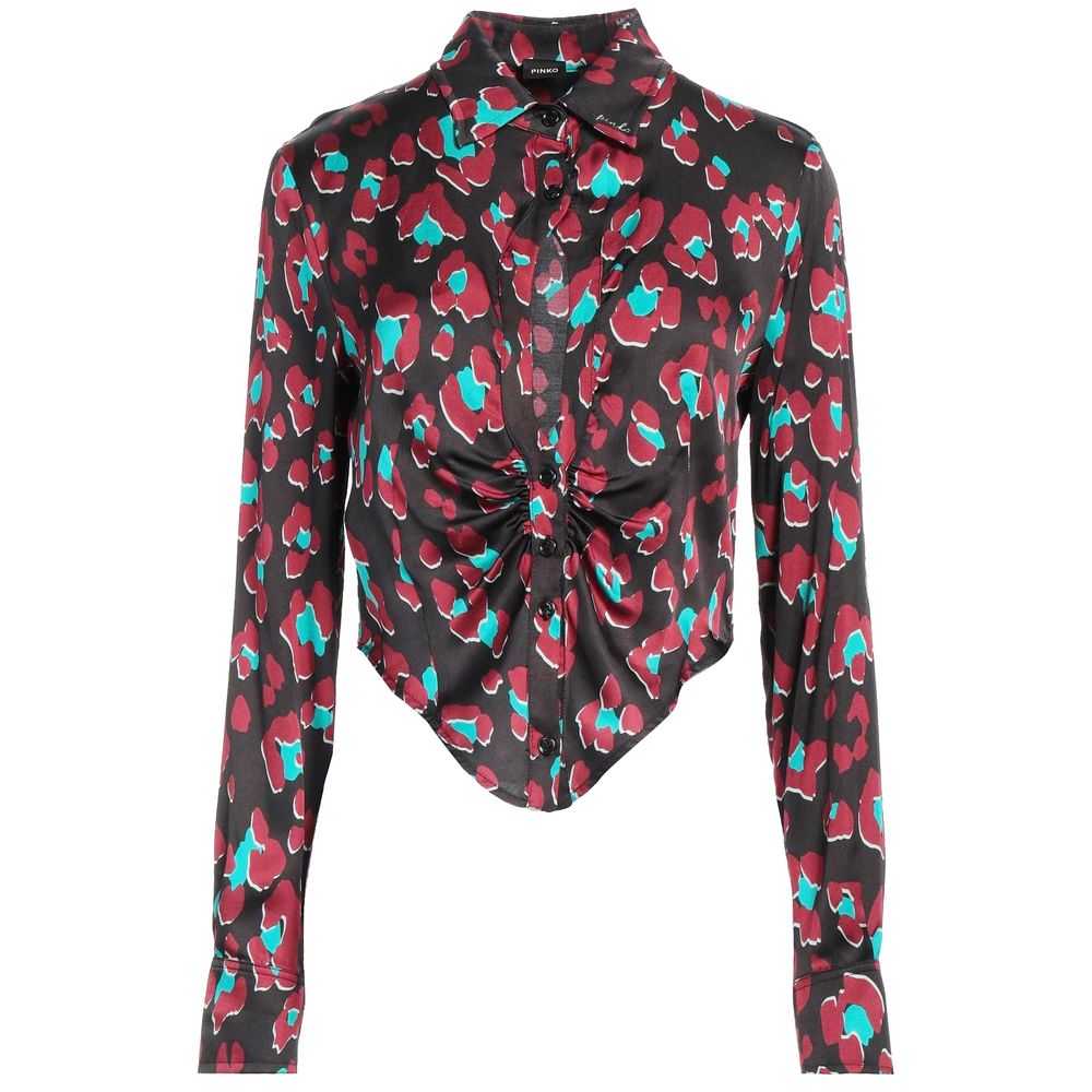 PINKO Black Garo Leopard Blouse Shirt
