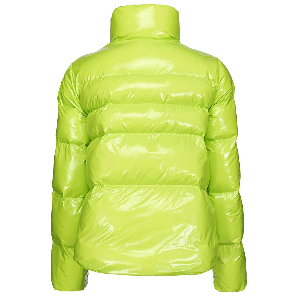PINKO Shiny Lime Green Padded High Collar Jacket