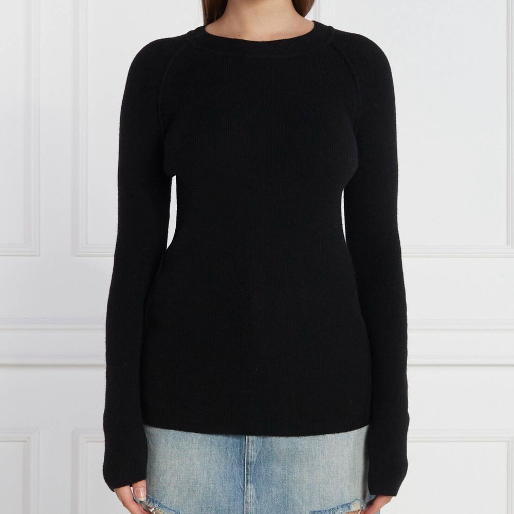 PINKO Black Ramarro Wool Crew Neck Sweater for Women
