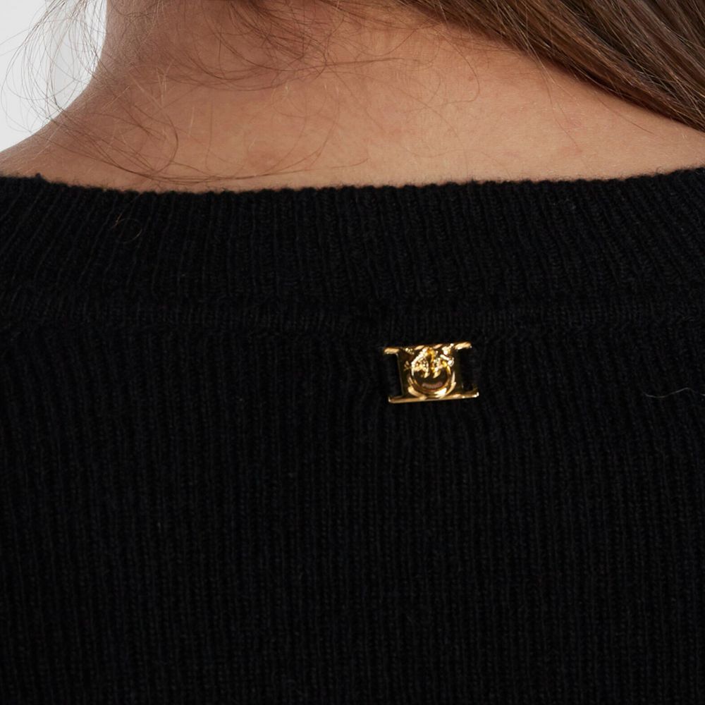 PINKO Black Ramarro Wool Crew Neck Sweater for Women