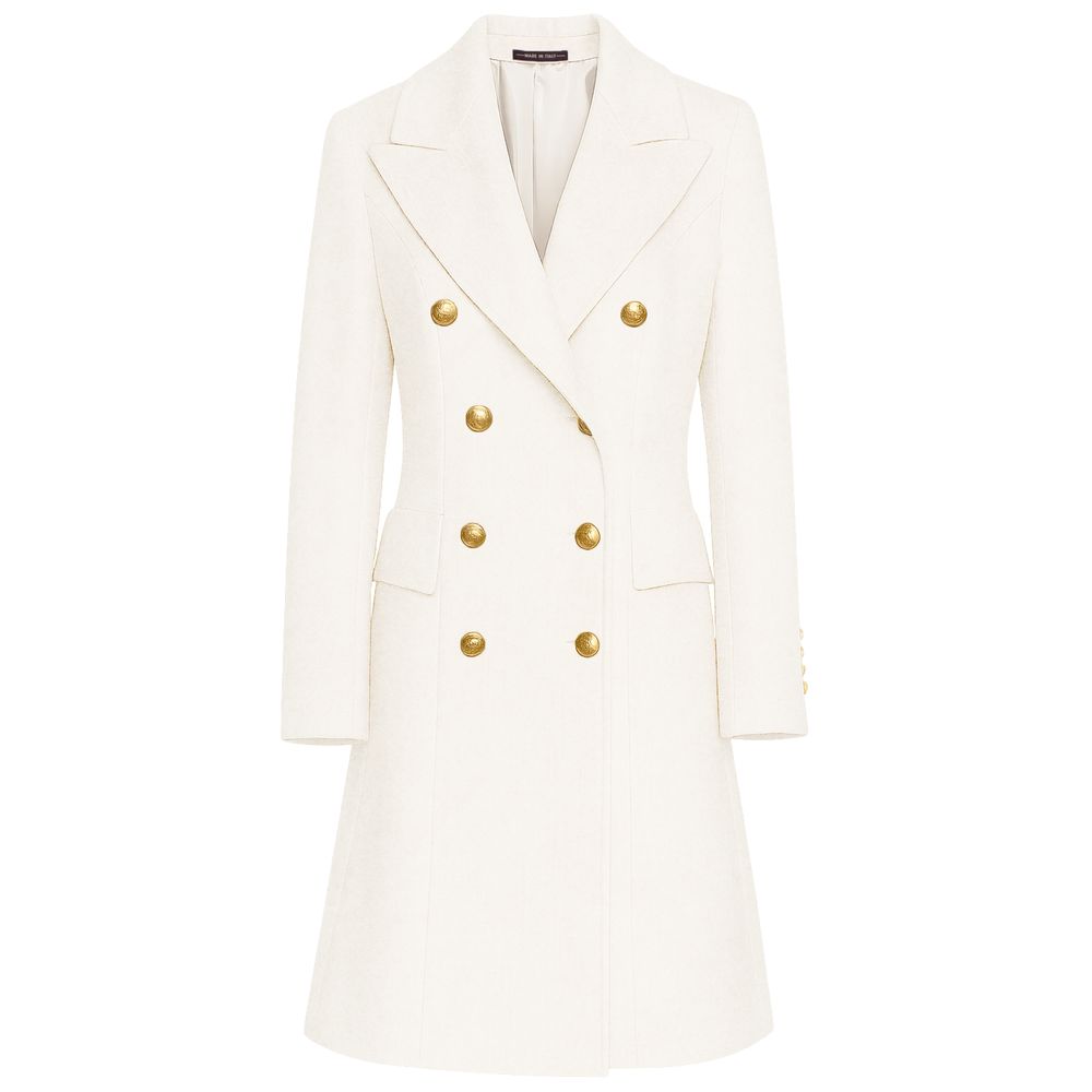 Italian Elegance: Women's White Wool Coat by Loro Piana