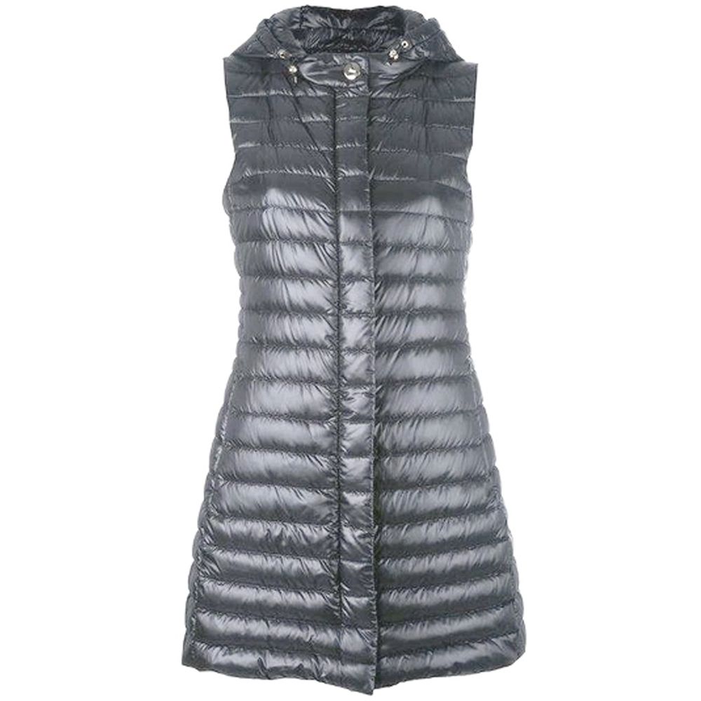 Herno Silver Hooded Long Padded Gilet for Women