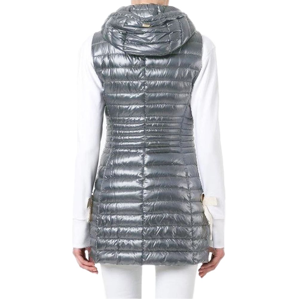 Herno Silver Hooded Long Padded Gilet for Women