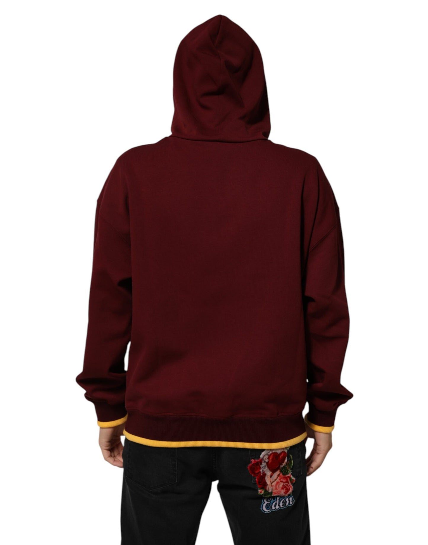 Dolce & Gabbana Maroon Embossed Logo Hooded Sweatshirt