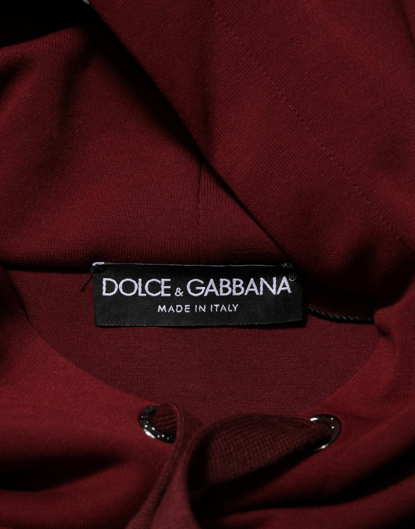 Dolce & Gabbana Maroon Embossed Logo Hooded Sweatshirt