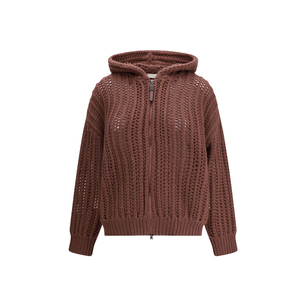 Brunello Cucinelli Balloon Net Embroidery Cardigan