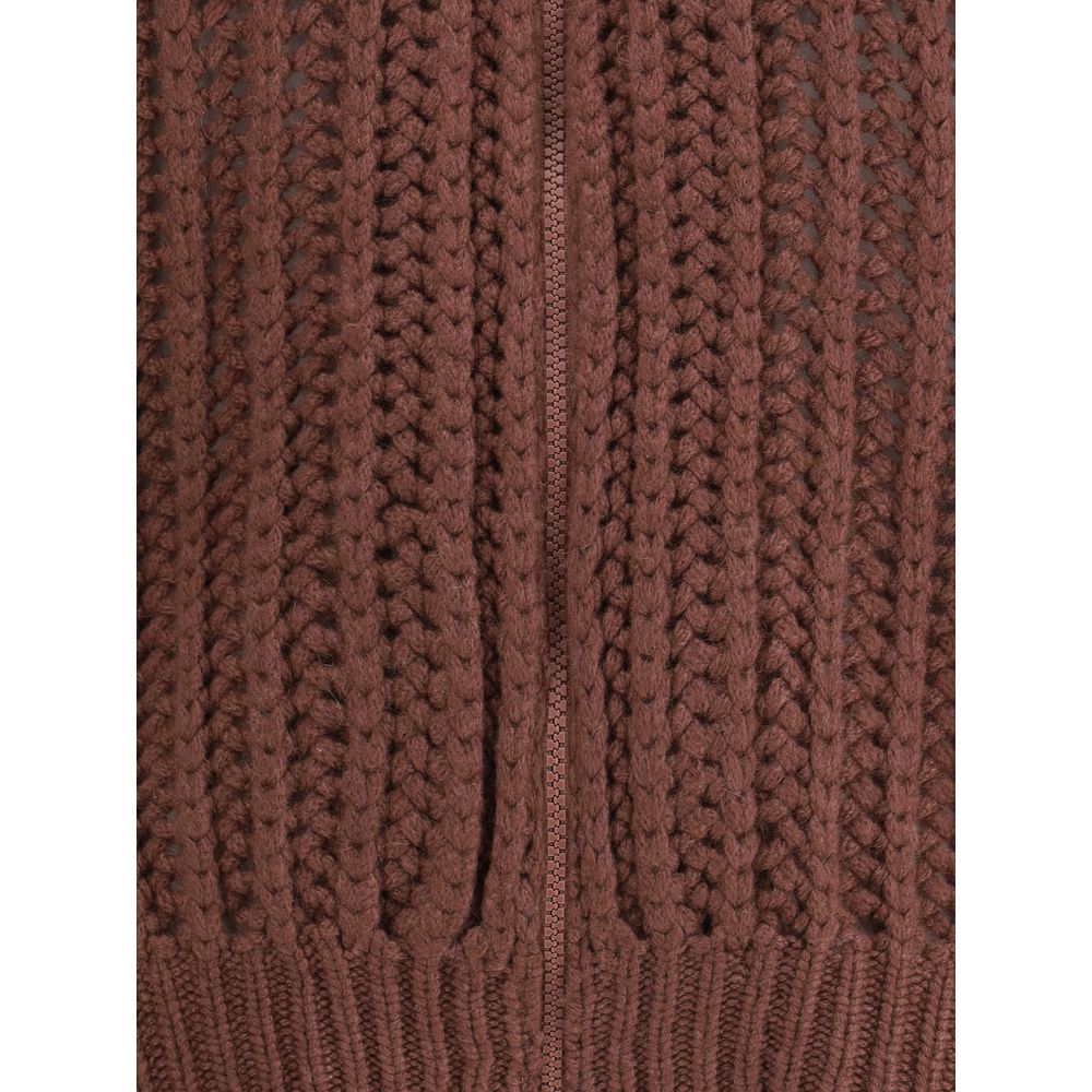 Brunello Cucinelli Balloon Net Embroidery Cardigan