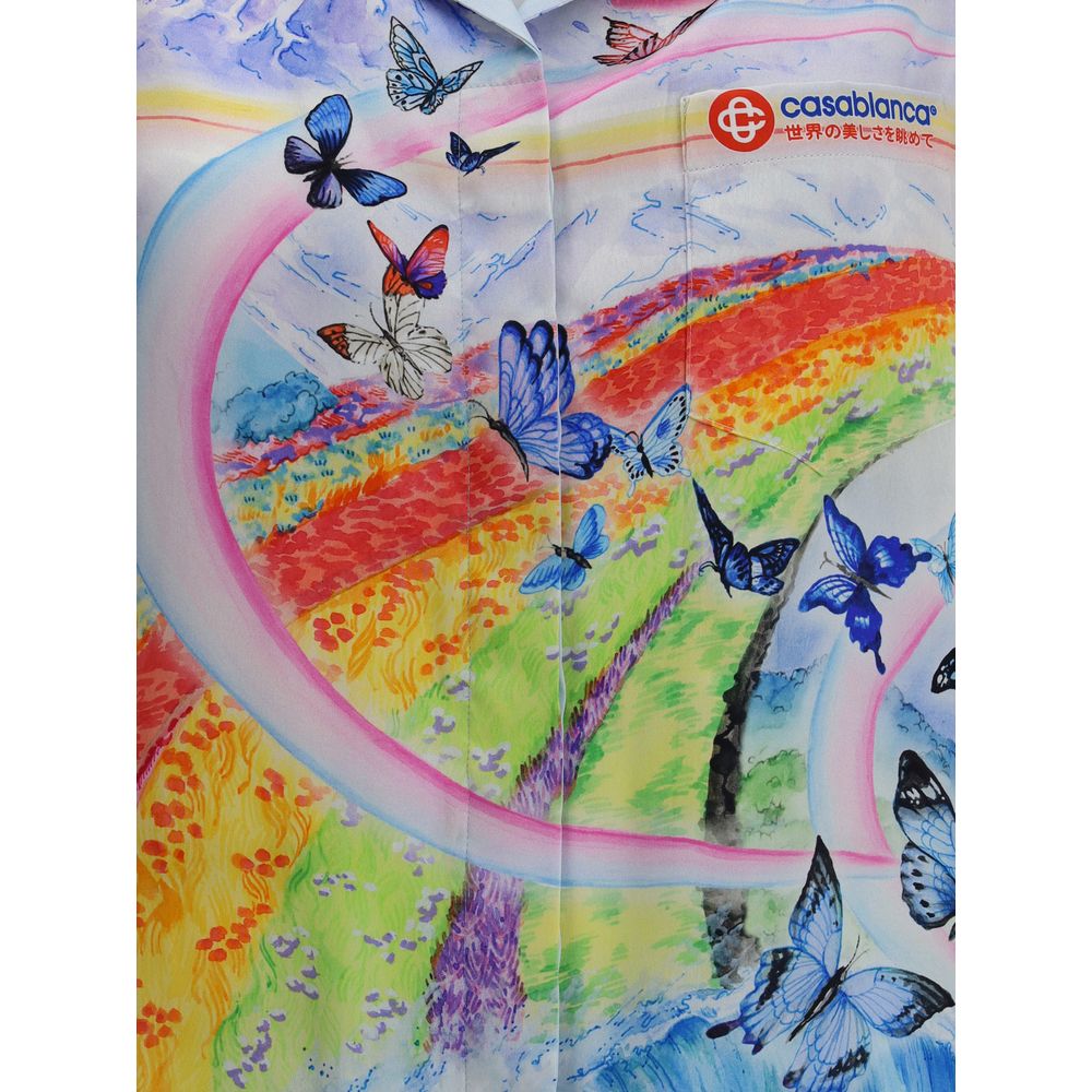 Casablanca Teacher Butterfly Landscape Silk Shirt