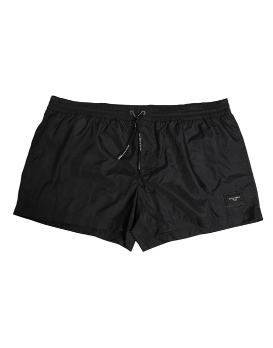 Dolce & Gabbana Black Logo Polyester Beachwear Shorts