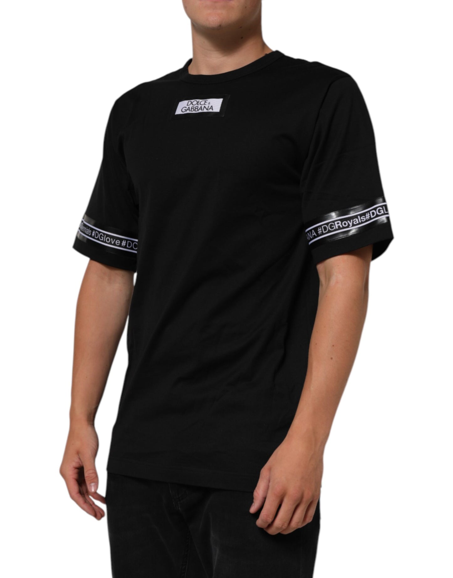 Dolce & Gabbana Black DGRoyals Cotton Men Crew Neck T-shirt