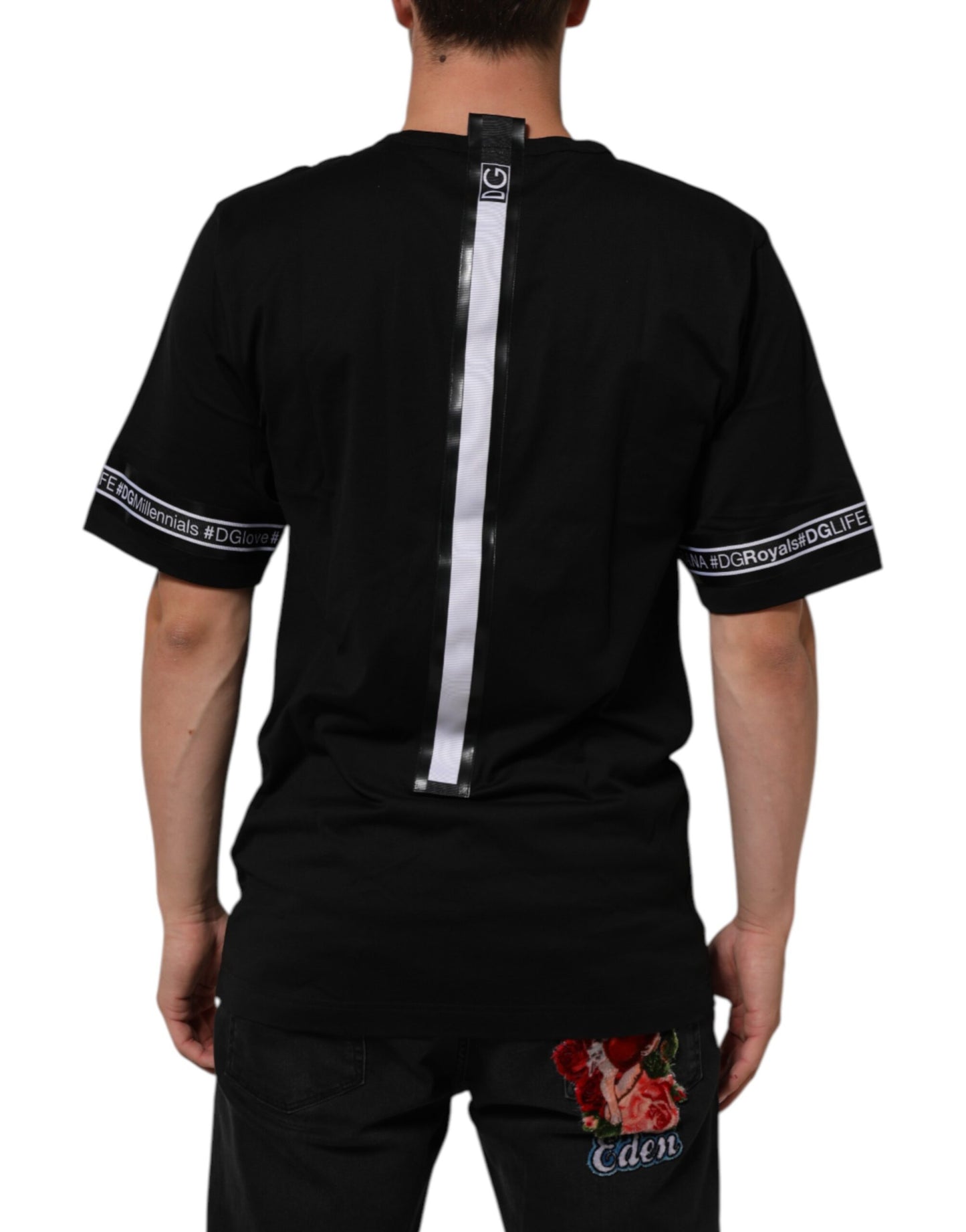 Dolce & Gabbana Black DGRoyals Cotton Men Crew Neck T-shirt