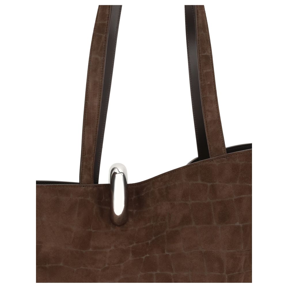Jacquemus Brown Suede Asymmetric The Bambola Bucket Bag