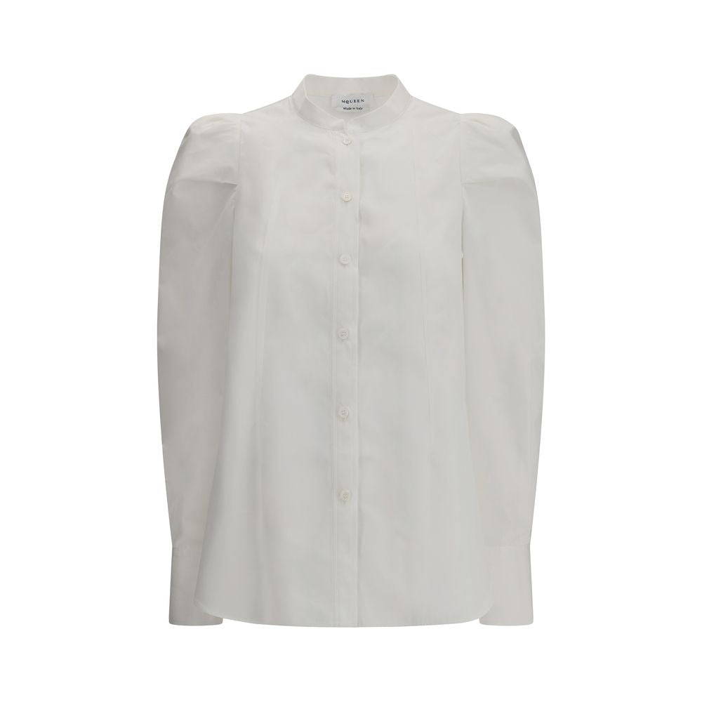 Alexander McQueen Women's White Shirt with Mandarin Collar