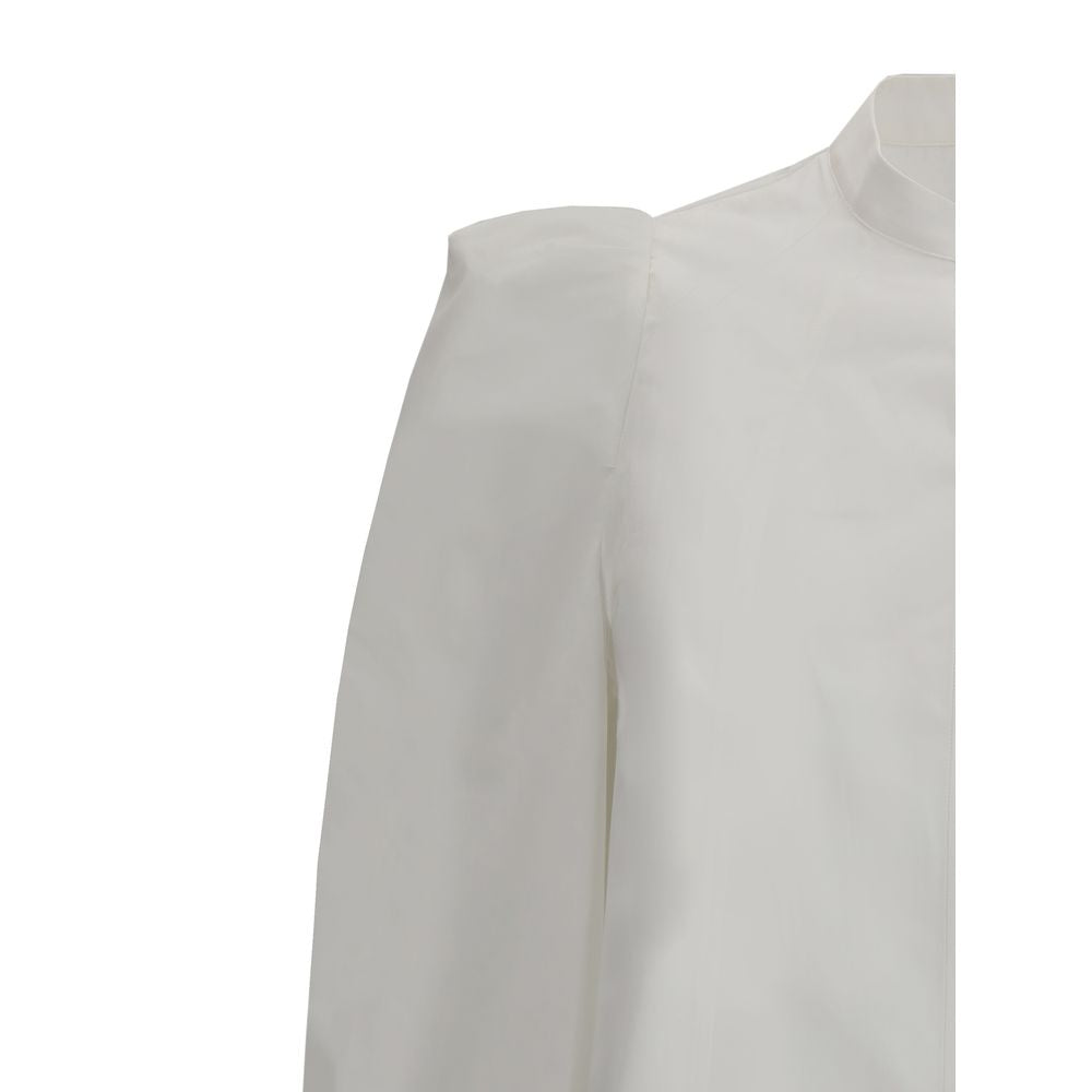 Alexander McQueen Women's White Shirt with Mandarin Collar