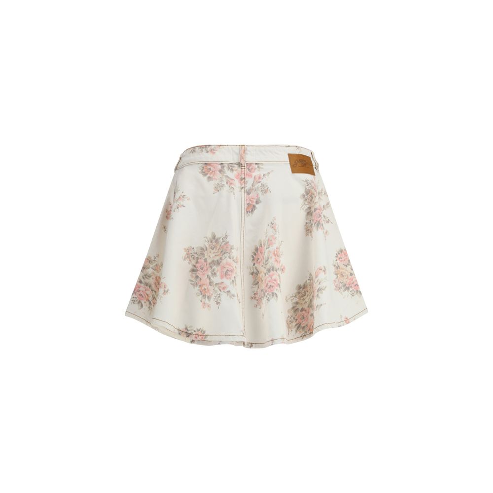 Ganni Floral Print Denim Miniskirt