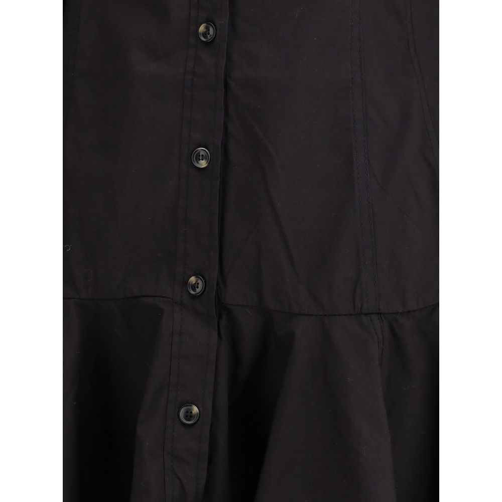 Ganni Black Mini Shirt Chemisier Dress