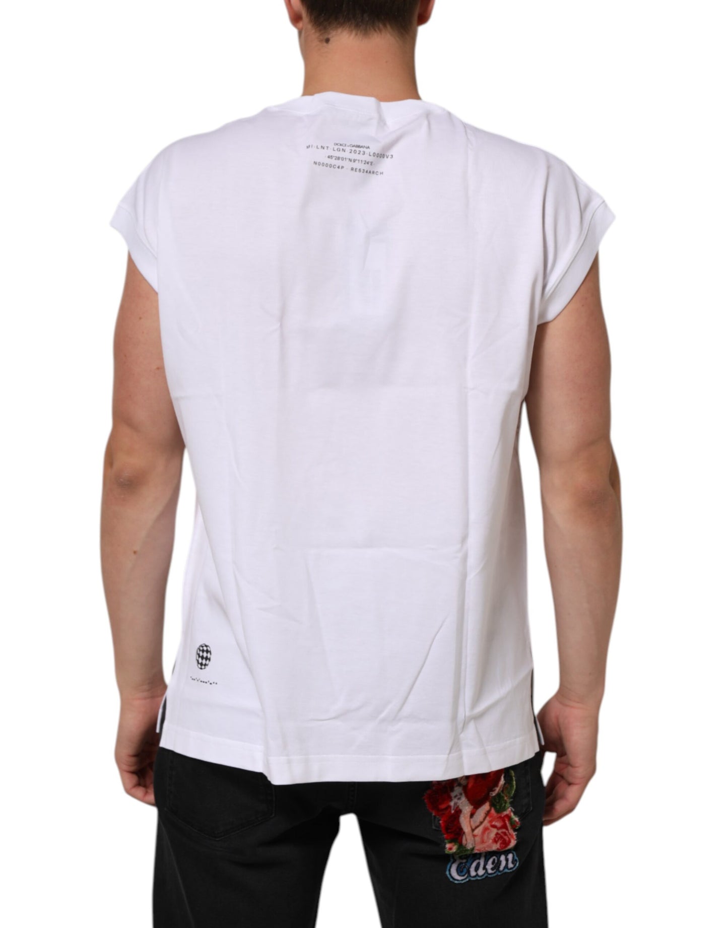 Dolce & Gabbana White Sleeveless Printed Tank T-shirt