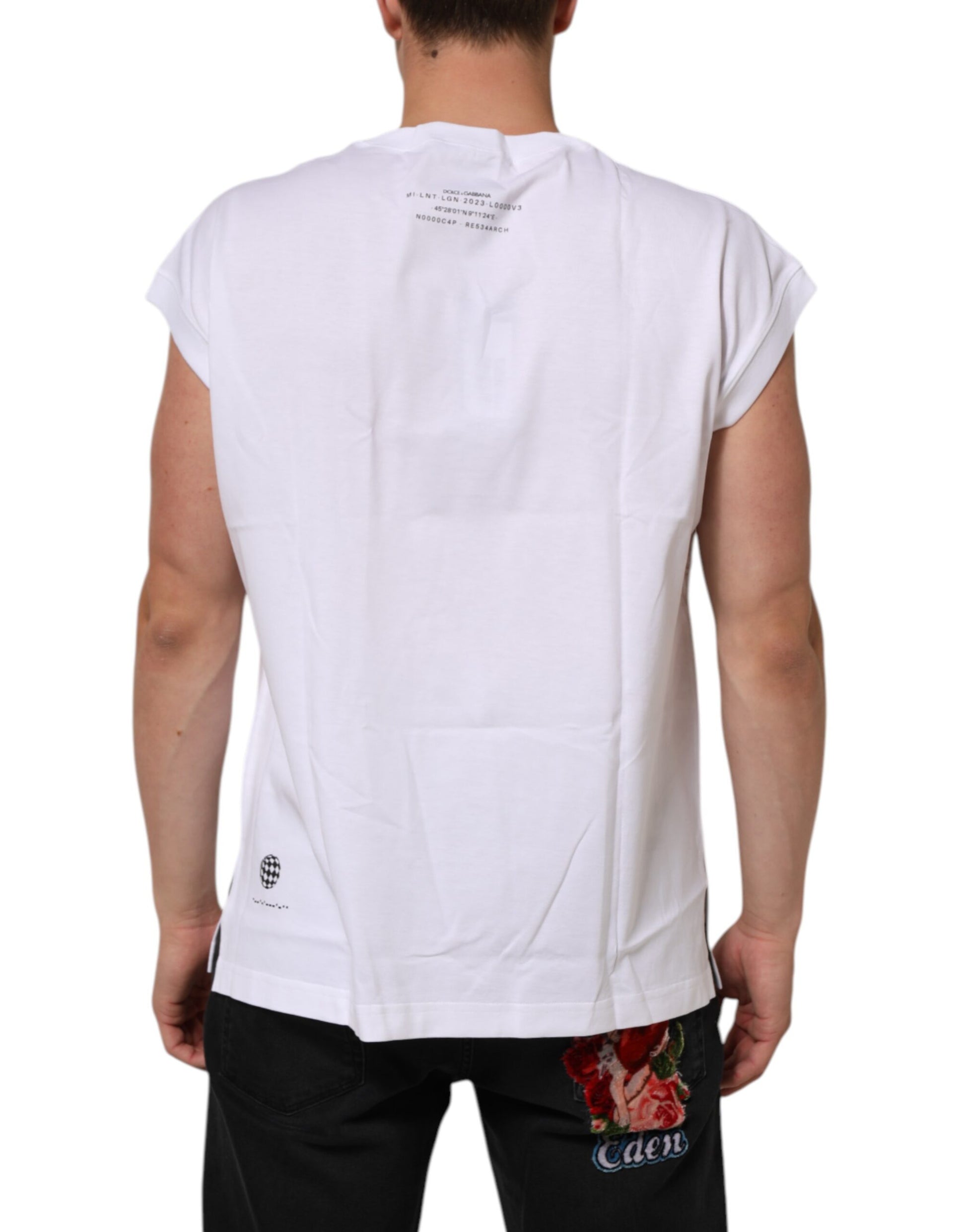 Dolce & Gabbana White Sleeveless Printed Tank T-shirt