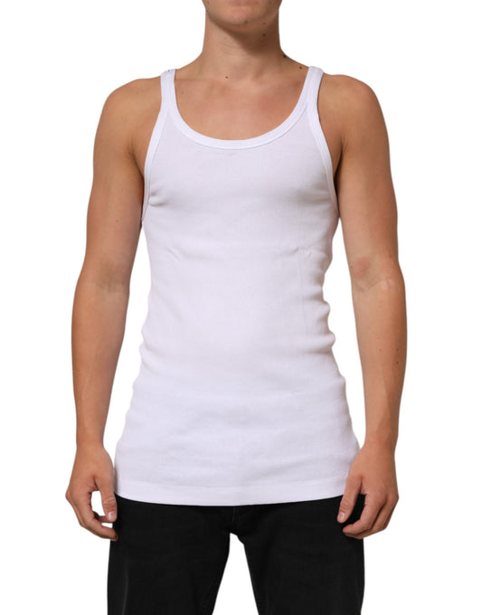 Dolce & Gabbana Men's White Sleeveless Round Neck Tank Top