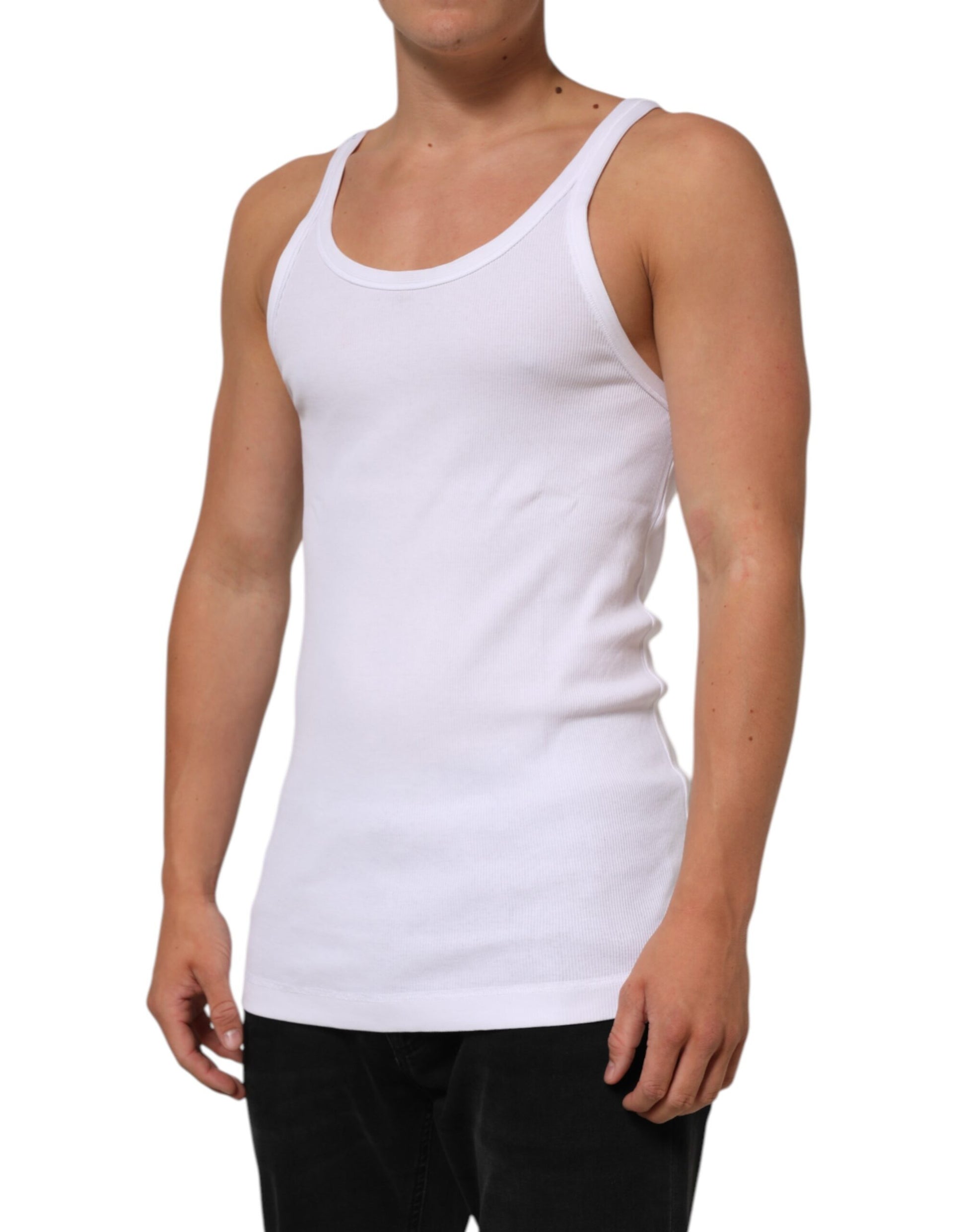 Dolce & Gabbana Men's White Sleeveless Round Neck Tank Top