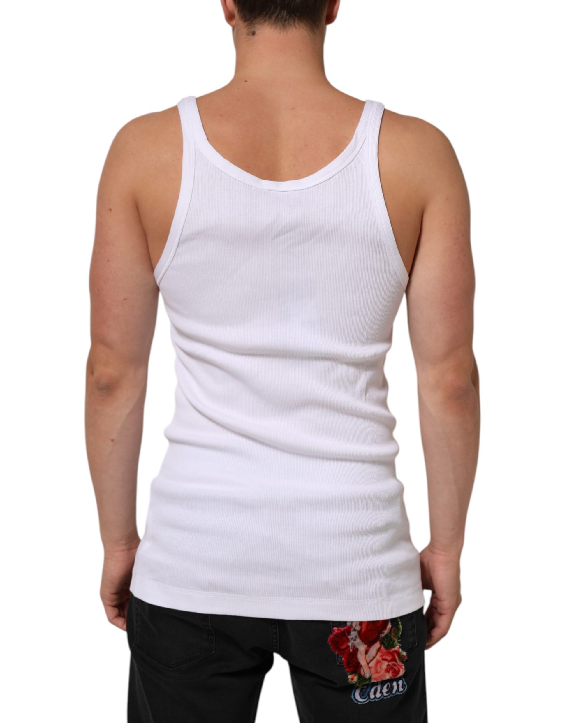 Dolce & Gabbana Men's White Sleeveless Round Neck Tank Top