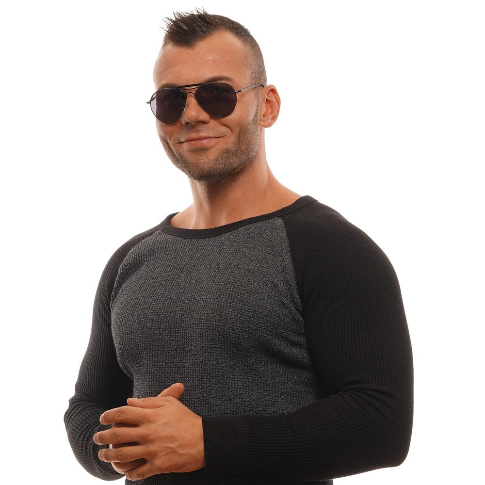 Ermenegildo Zegna Men’s Sunglasses – Black Aviator Frame, Grey Lenses