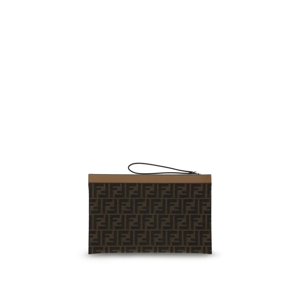 Fendi FF Brown Clutch Bag for Men