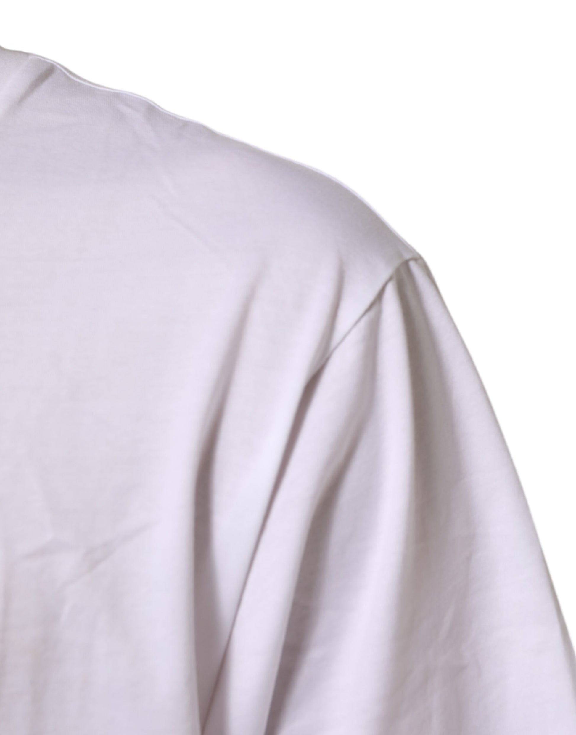 Dolce & Gabbana White Logo Print Cotton Crew Neck T-shirt