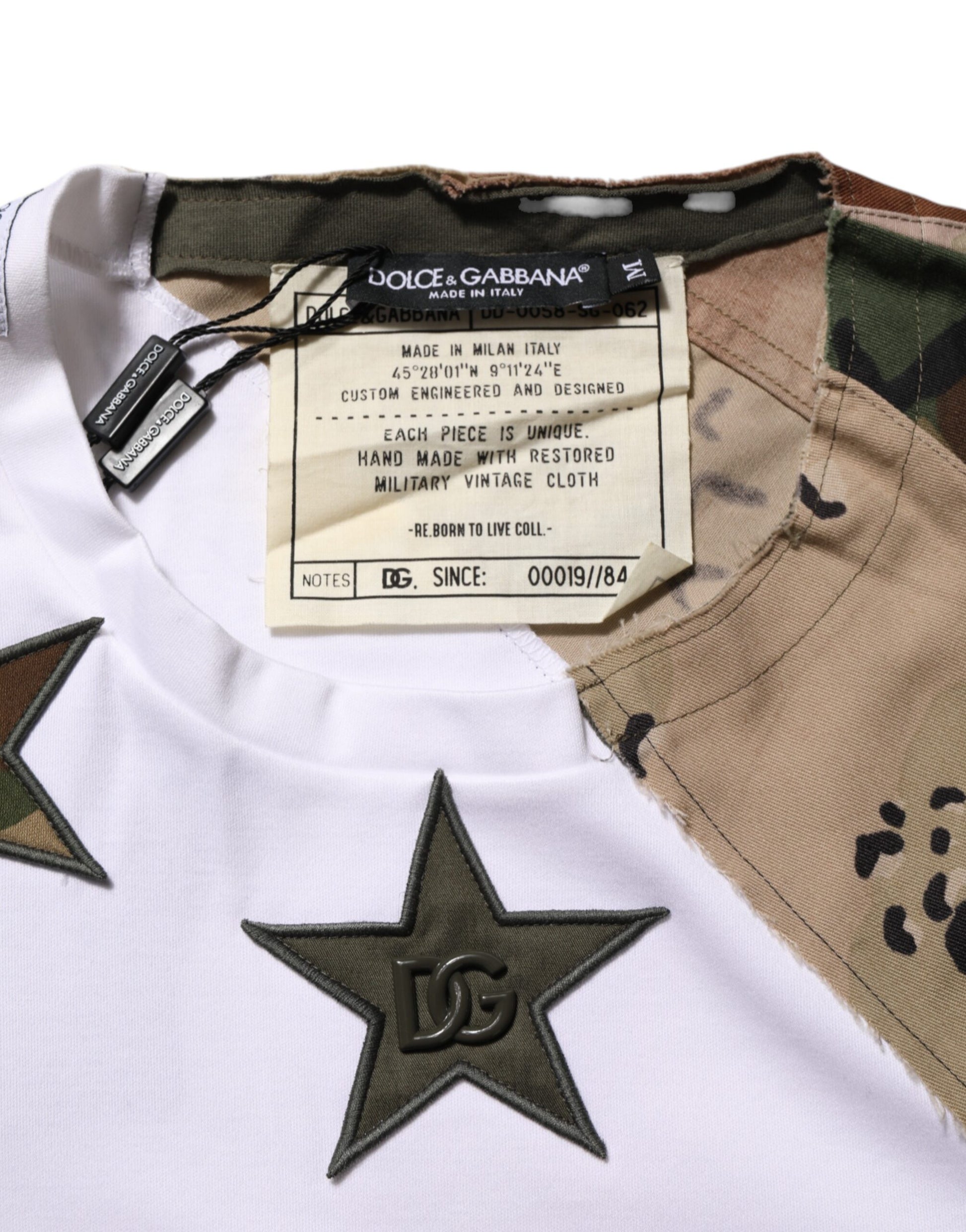 Dolce & Gabbana White Camouflage Patchwork Men Cotton T-shirt