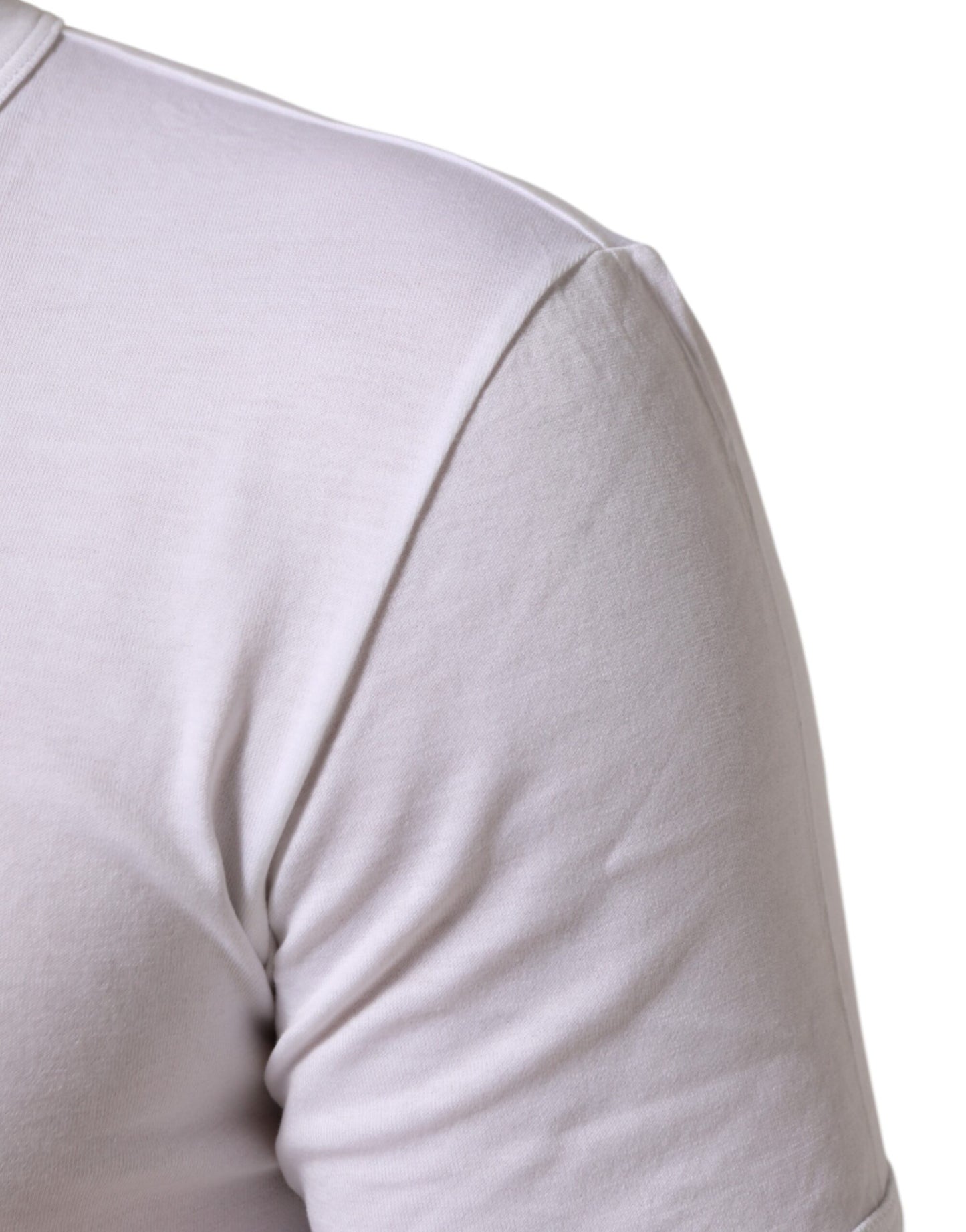 Dolce & Gabbana White Cotton V-Neck Short Sleeves T-Shirt