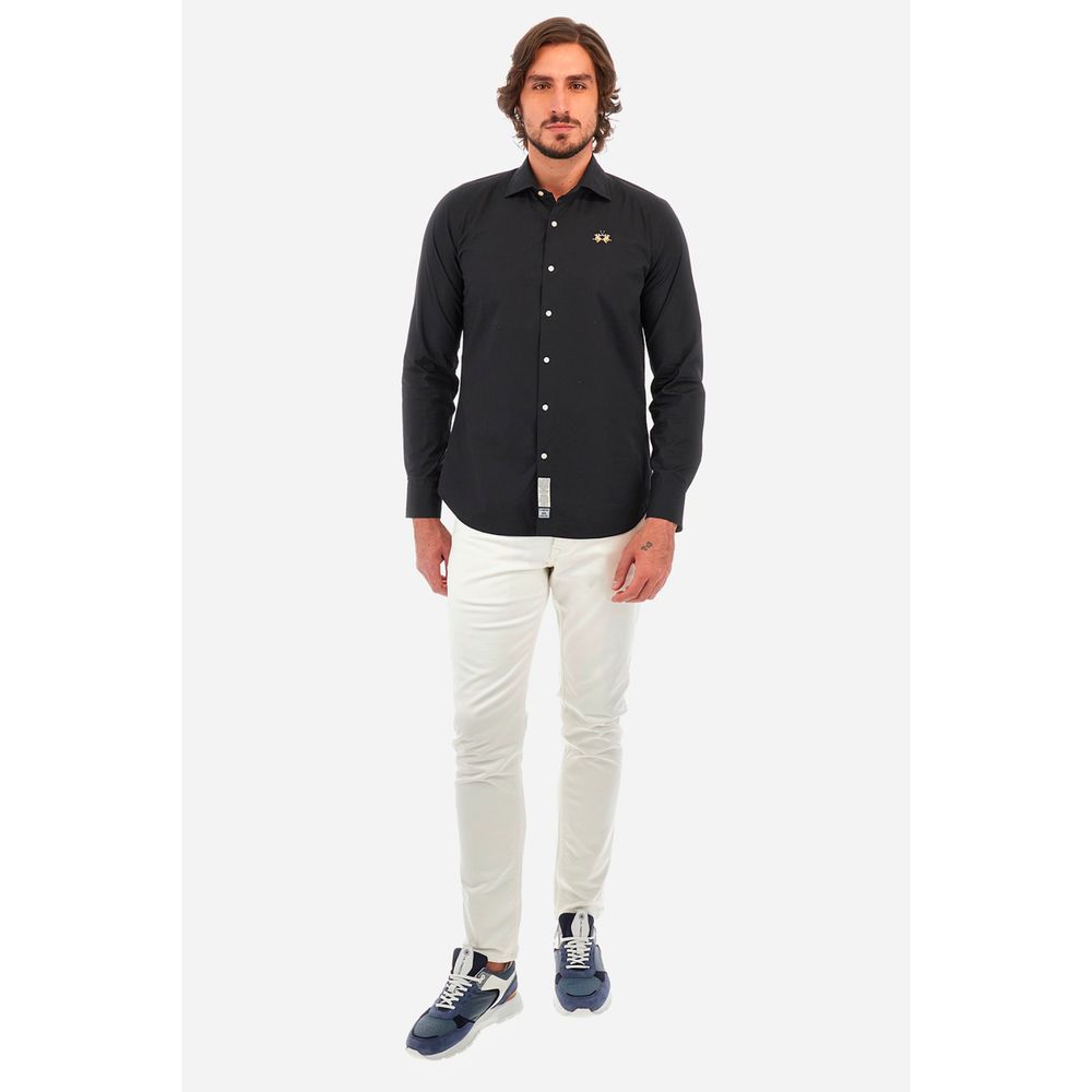 La Martina Blue Cotton Shirt - Slim Fit Elegance