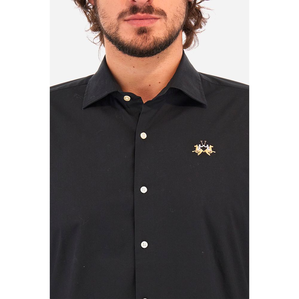 La Martina Blue Cotton Shirt - Slim Fit Elegance