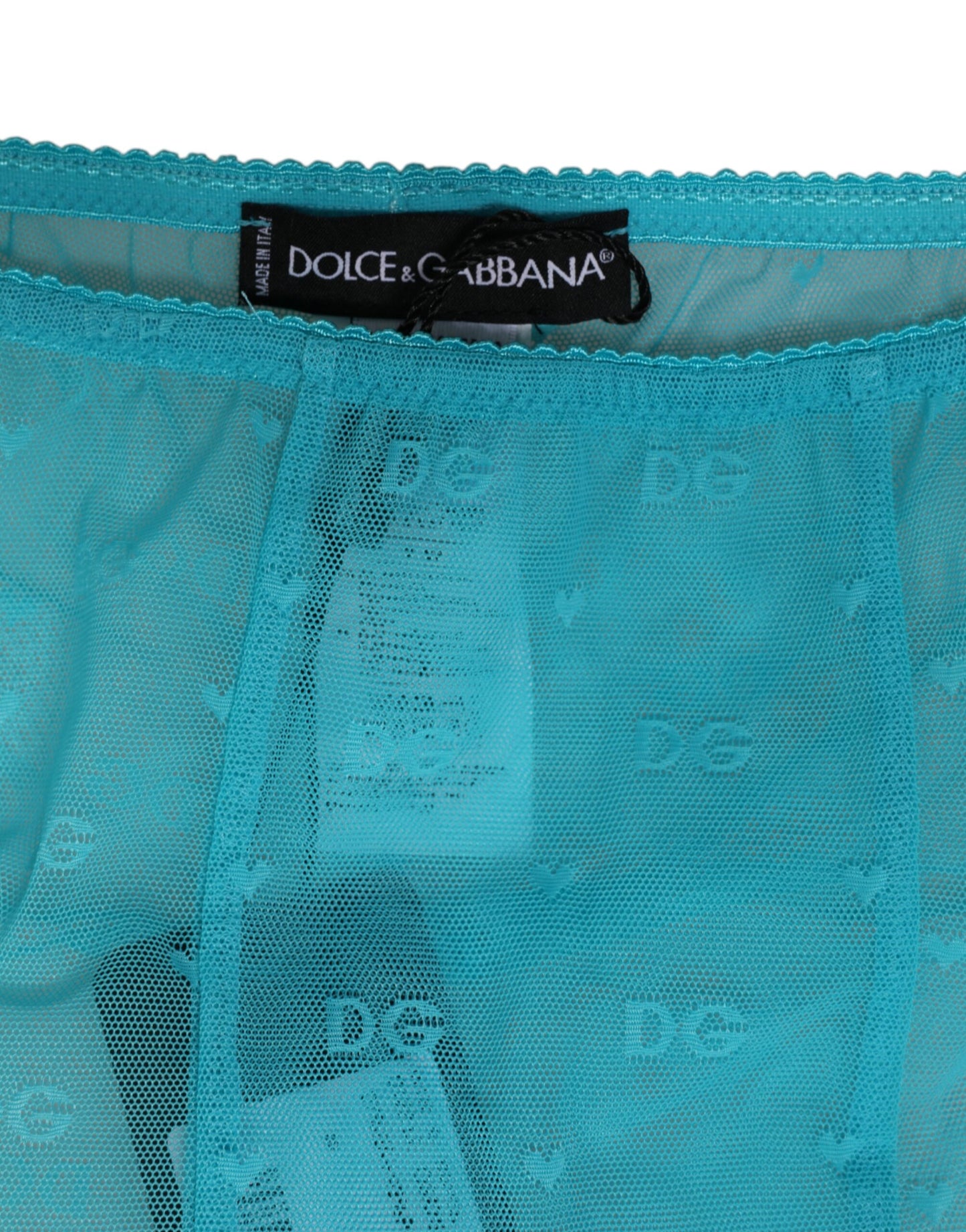 Dolce & Gabbana Light Blue Logo Lace Leggings Pants Underwear